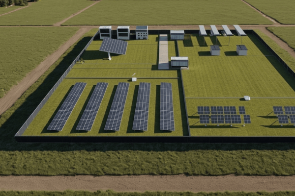 Solar panels on a field