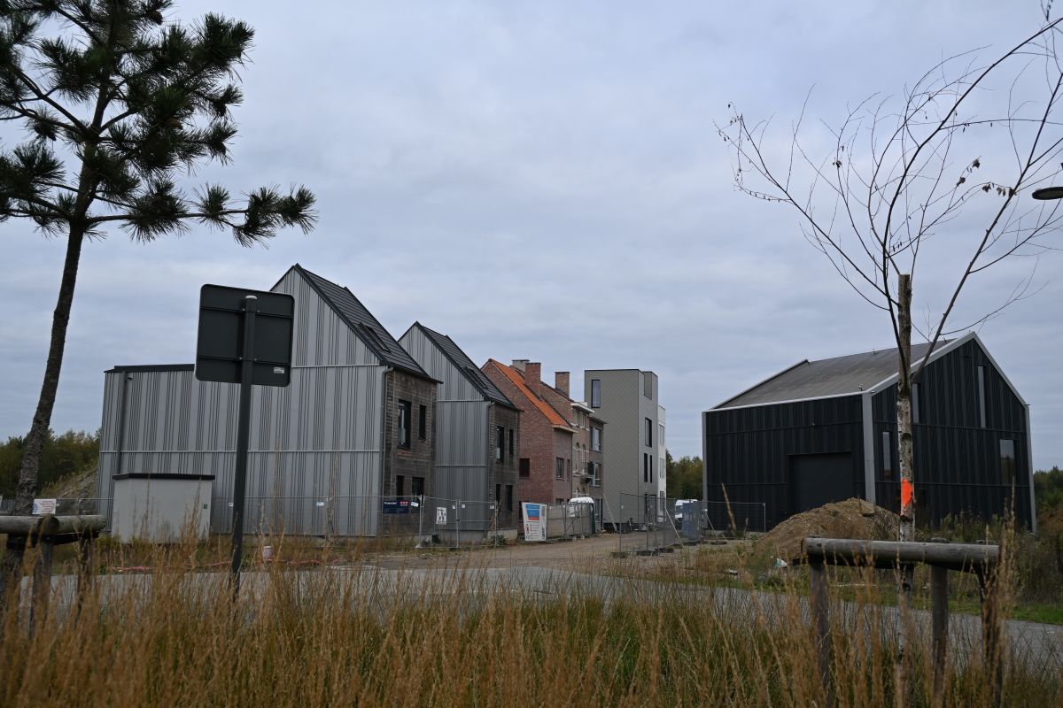 Zijaanzicht van de twee labwoningen.