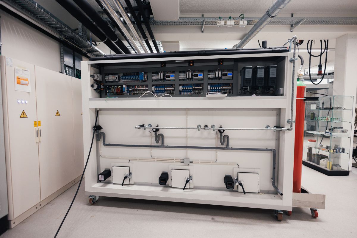 A detail view of the battery testing lab